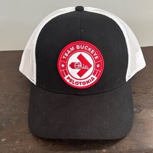 Team Buckeye Pelotonia Ohio Patch Trucker Hat - Black & White w/Red Patch/Unisex